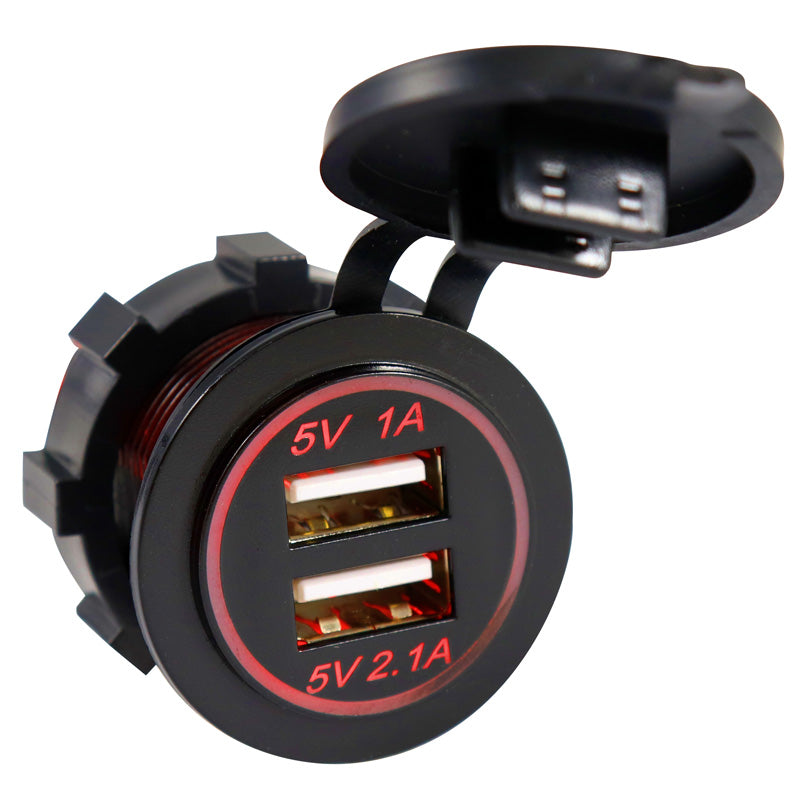 #USB CHARGER 2X2.1A INSERT TYPE RED LED