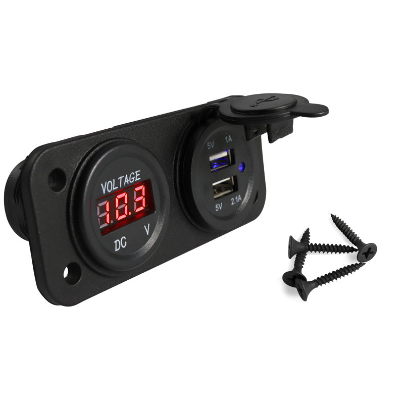 VOLT METER  USB 1A/2.1A W/ MOUNT. PANEL