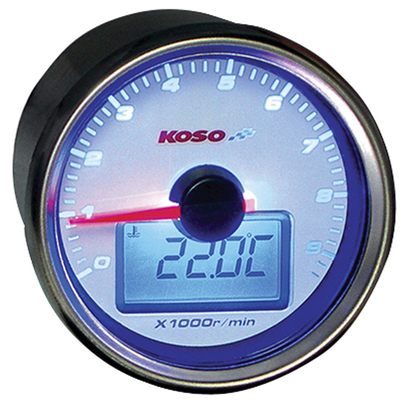 0-9000 TACHOMETER WHITE FACE GP STYLE UNIVERSAL